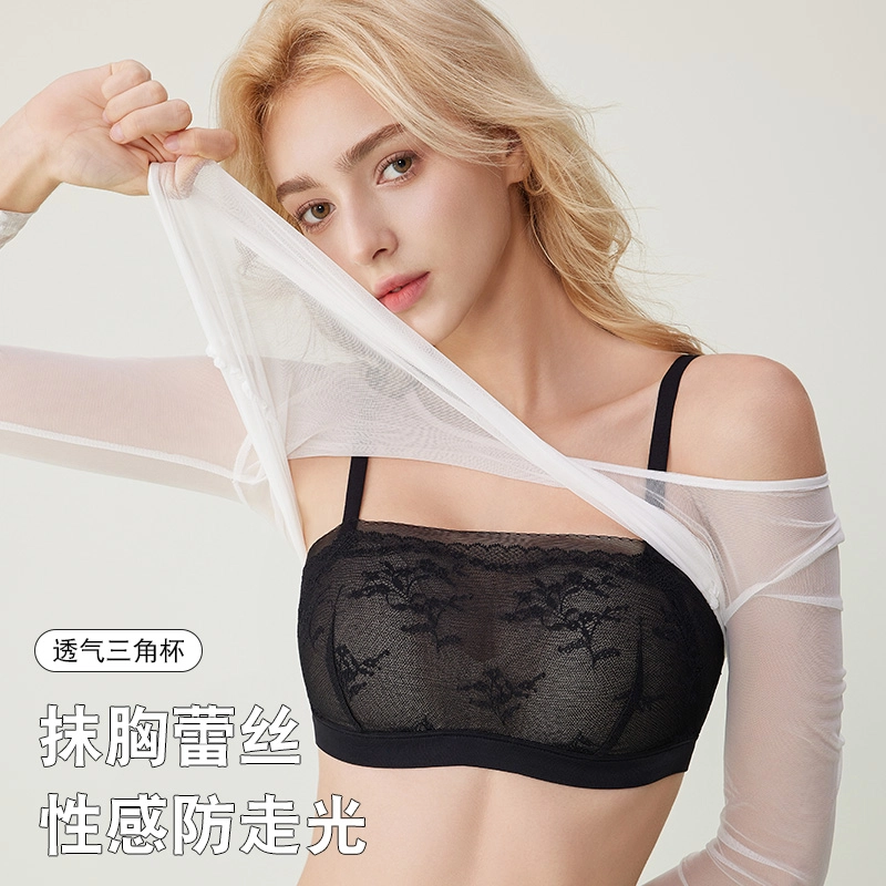 都市丽人 蕾丝三角杯性感防走光氛围感织花通透蕾丝有型提拉舒适贴合透气提拉防下垂文胸 女款