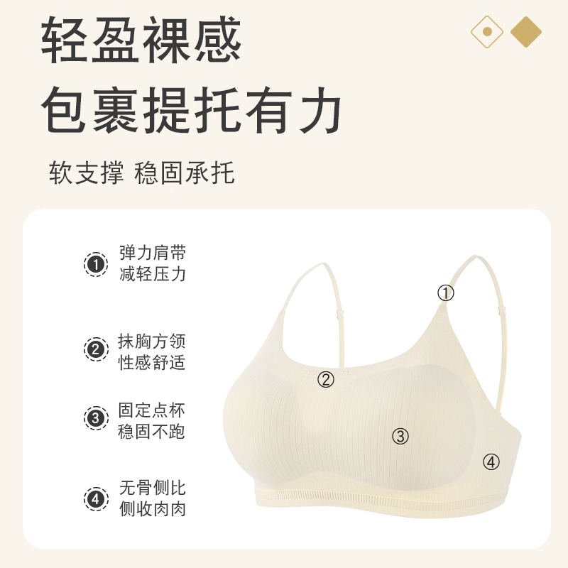 都市丽人 裸感柔软舒适聚拢无痕透气不闷亲肤轻盈软支撑高弹收副乳固定杯不跑不移防走光文胸 女款