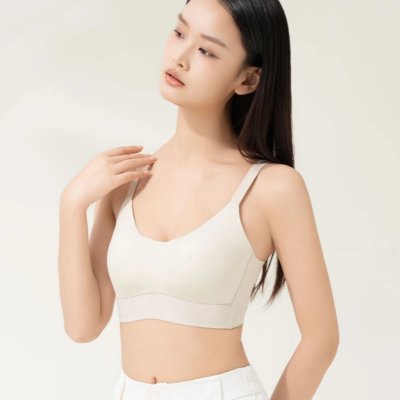 都市丽人 无痕舒适透气聚拢薄款小胸加高睡眠裸感防震文胸 女款