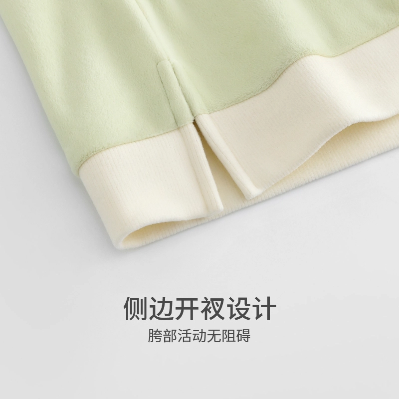 都市丽人 纯色套头圆领简约休闲柔软舒适亲肤透气吸湿排汗蓄热锁温长袖长裤家居服睡衣套装 女款 图片色