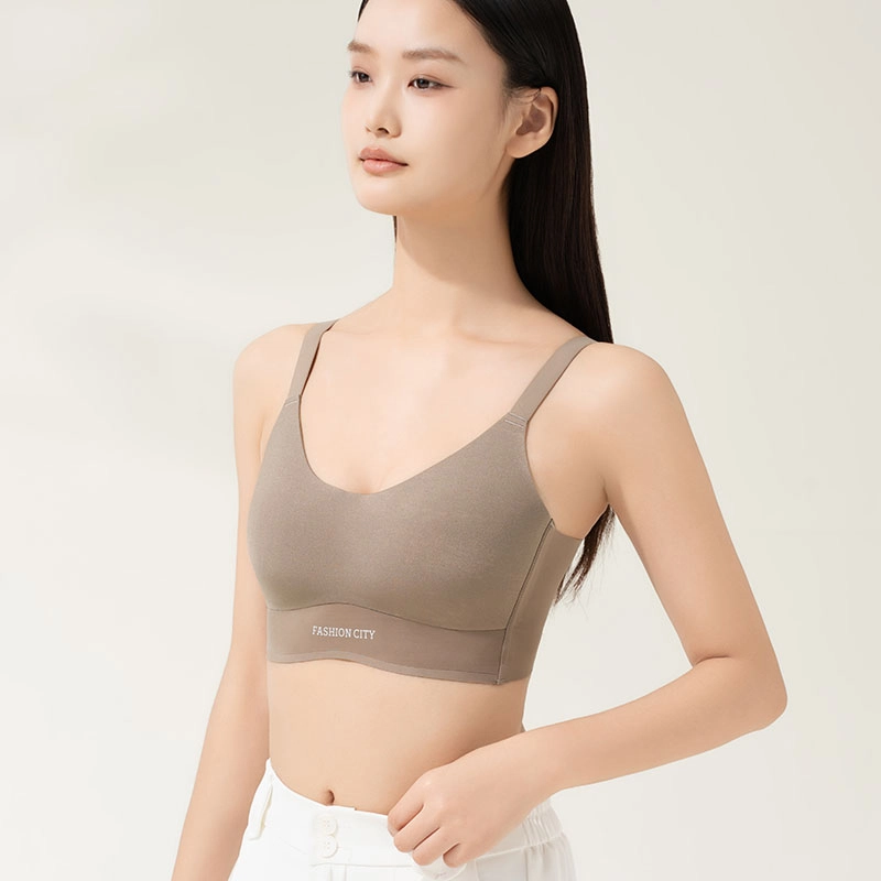 都市丽人 无痕舒适透气聚拢薄款小胸加高睡眠裸感防震文胸 女款