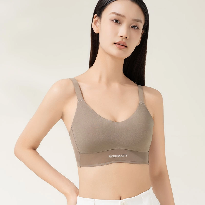 都市丽人 无痕舒适透气聚拢薄款小胸加高睡眠裸感防震文胸 女款