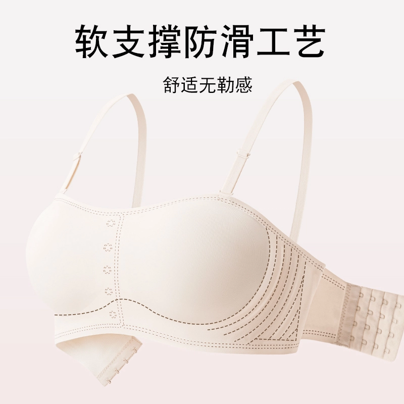 都市丽人 聚拢无痕提拉防滑不掉承托舒适透气裸感不闷汗高弹不勒果冻条软支撑收副乳文胸 女款