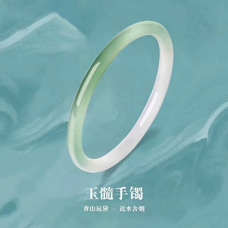 周纪福 【白月光】荔枝冻高白透 玉髓 好运手镯 女款