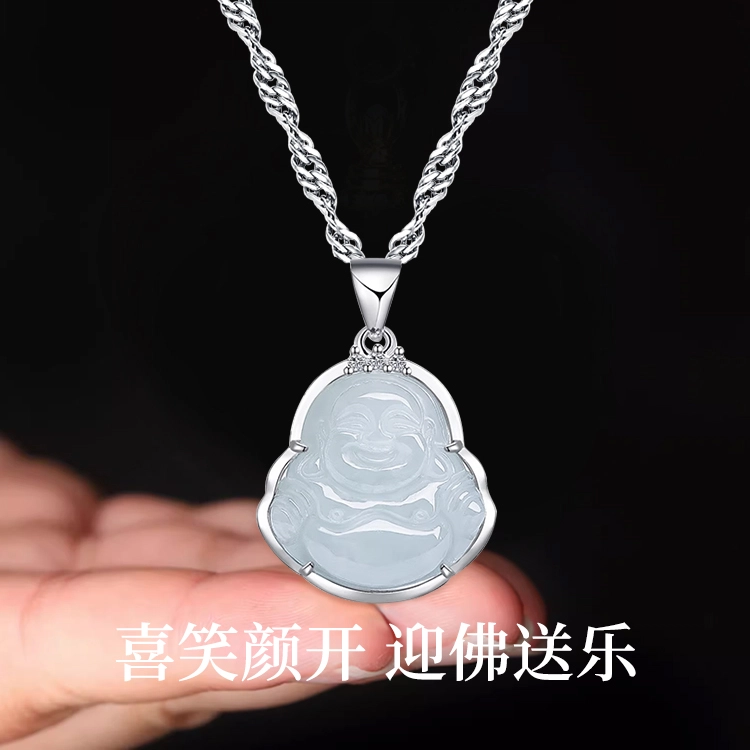 周纪福 好运佛公吊坠 新中式复古民族风轻奢高级感锁骨链 糯冰 翡翠项链 女款