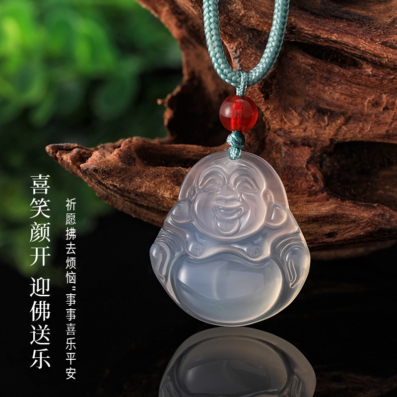 周纪福 弥勒佛坠 新中式本命年大肚佛复古守护吉祥平安顺遂简约气质手工编织绳 玉髓 项链 女款