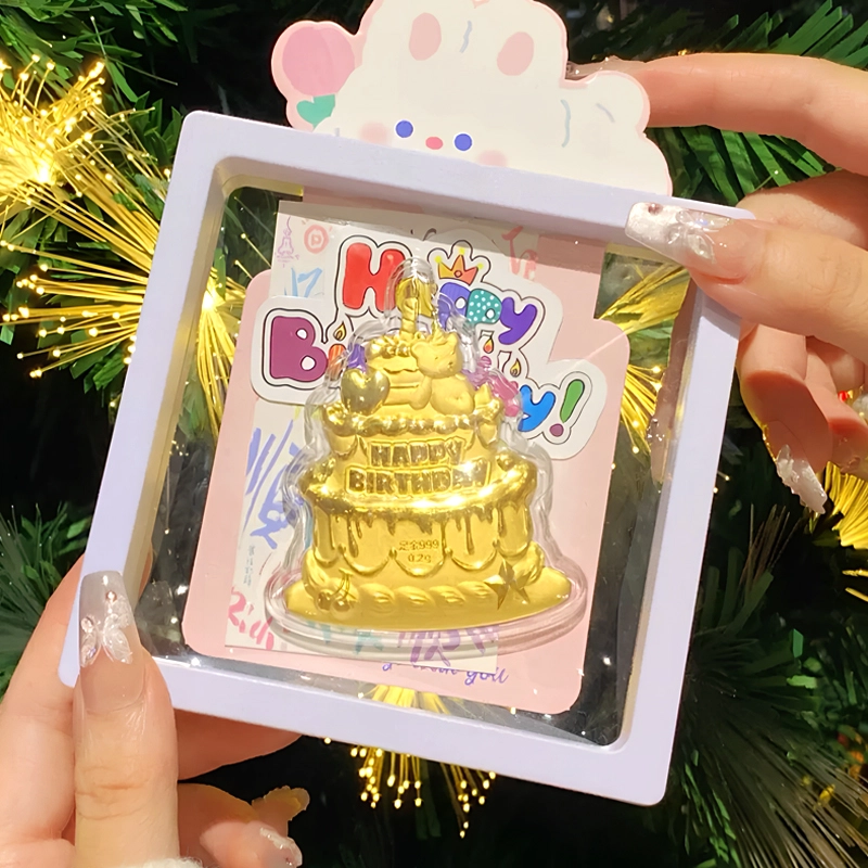 周纪福 【小熊蛋糕】 可爱萌趣设计投资金钞 足金 一口价 金章 男女同款情侣款