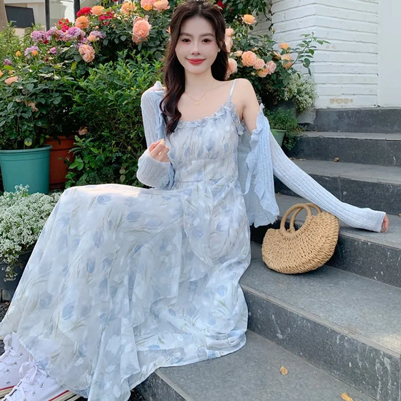 依钗 法式浪漫碎花设计感上衣与裙装套装 女款