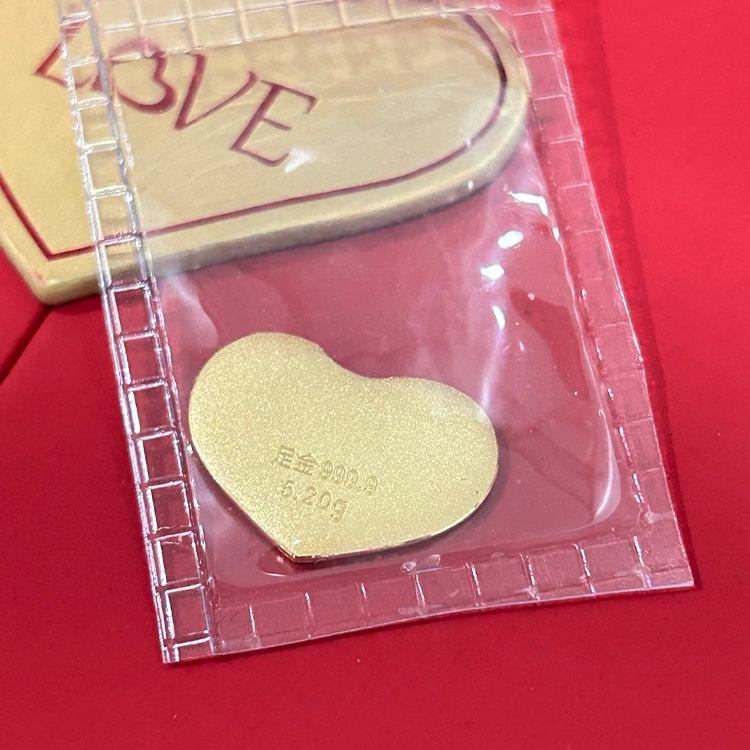 正大福 一生一世爱心 浪漫精致实心收藏理财储值储蓄 足金 投资类 金币 男女同款情侣款
