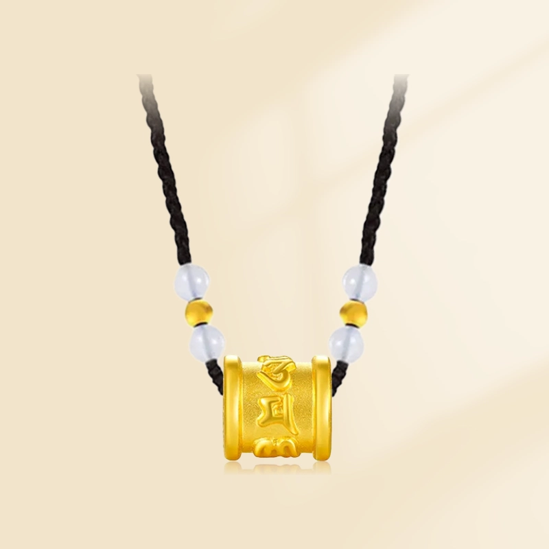 正大福 六字箴言 新中式精致祈福好运 小众设计编织链 足金 按克计价 黄金项链 男女同款情侣款