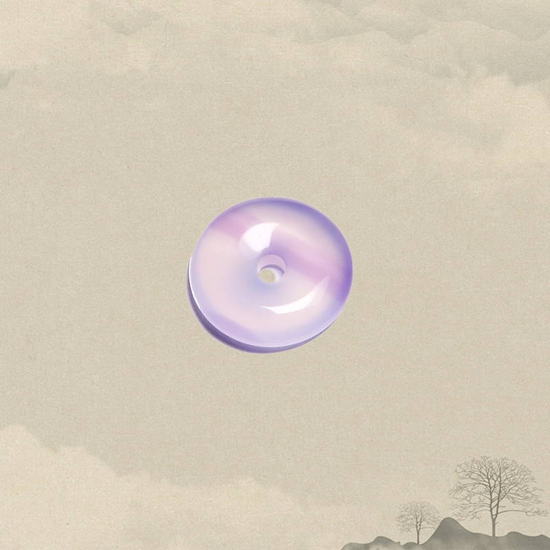 正大福 梦幻紫色平安扣 新中式好运简约大气高级感平安梦幻紫罗兰赠礼 玉髓 吊坠 男女同款情侣款