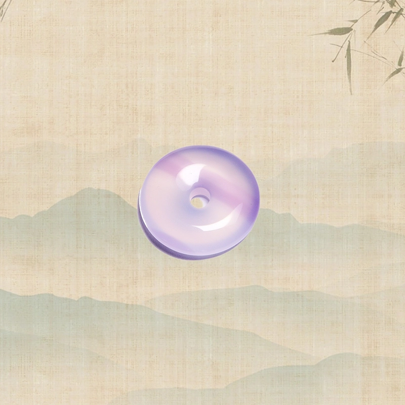 正大福 梦幻紫色平安扣 新中式好运简约大气高级感平安梦幻紫罗兰赠礼 玉髓 吊坠 男女同款情侣款