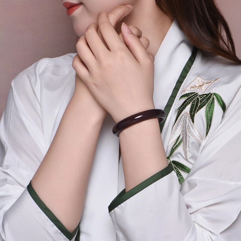 庆大福 国潮新中式古风小众高级感#好运 玉髓 玉石手镯 女款