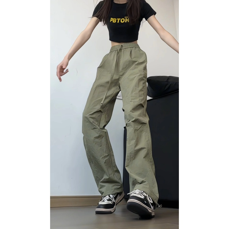 欧迪芬 褶皱伞兵工装裤薄款美式速干裤直筒休闲裤 女款
