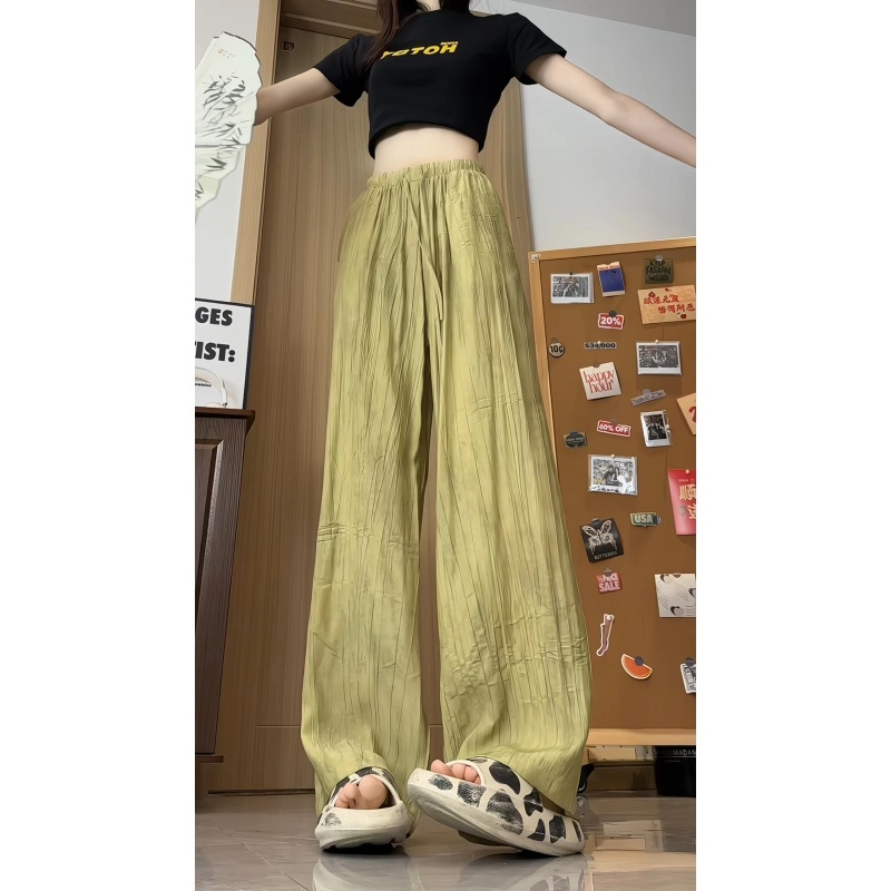 欧迪芬 宽松舒适透气垂感冰丝慵懒风拖地纯色简约设计时尚百搭休闲裤 女款