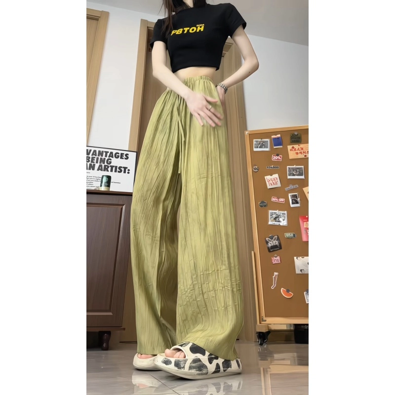 欧迪芬 宽松舒适透气垂感冰丝慵懒风拖地纯色简约设计时尚百搭休闲裤 女款
