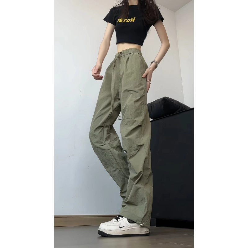 欧迪芬 褶皱伞兵工装裤薄款美式速干裤直筒休闲裤 女款