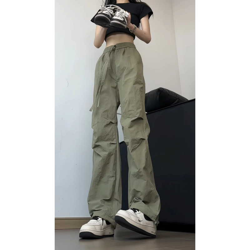 欧迪芬 褶皱伞兵工装裤薄款美式速干裤直筒休闲裤 女款