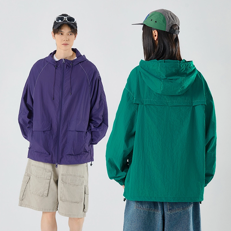 欧迪芬 纯色冰丝连帽轻薄透气登山服防晒服 男女同款