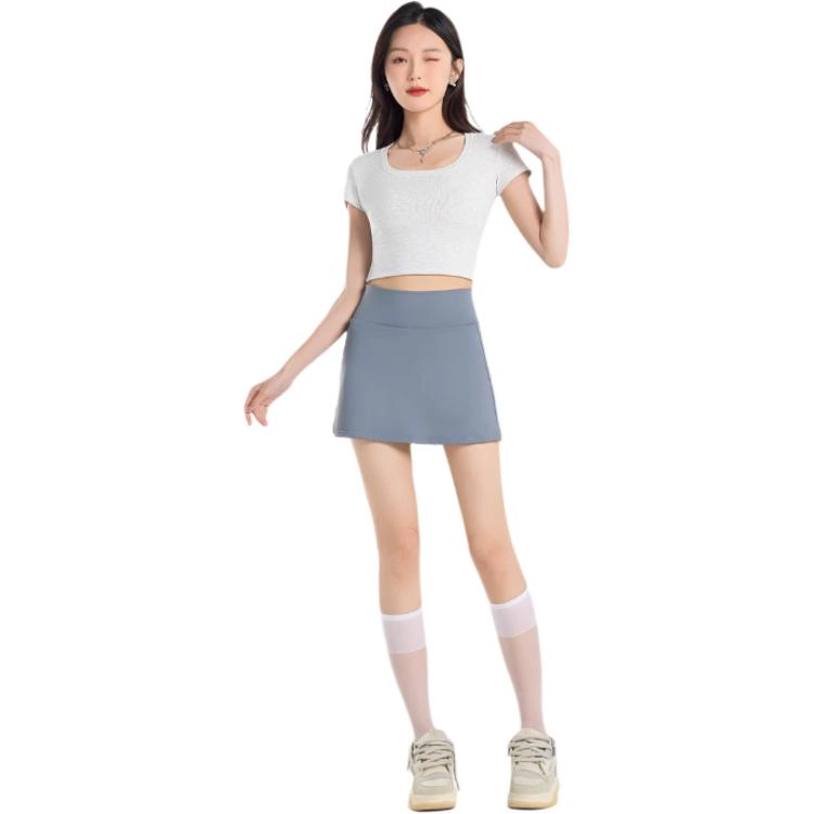欧迪芬  夏季运动半身裙女高腰弹力假两件短裤女防走光网球羽毛球跑步高尔夫冰感透气速干百褶显瘦纯色舒适户外百搭  瑜伽短裙  女款