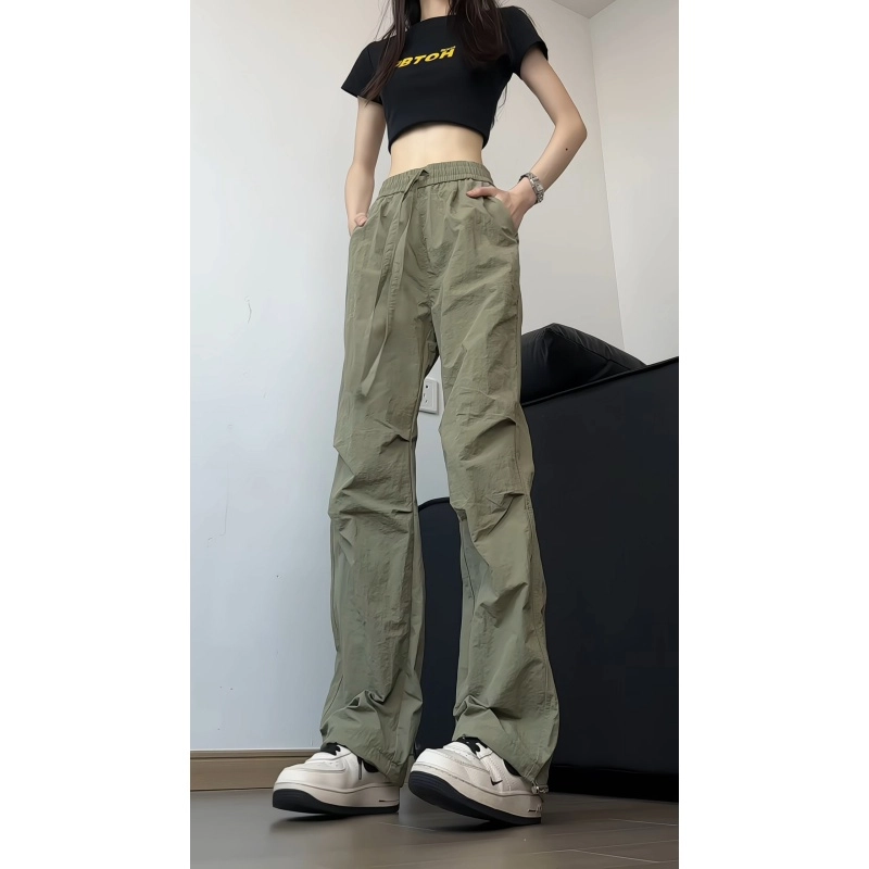 欧迪芬 褶皱伞兵工装裤薄款美式速干裤直筒休闲裤 女款