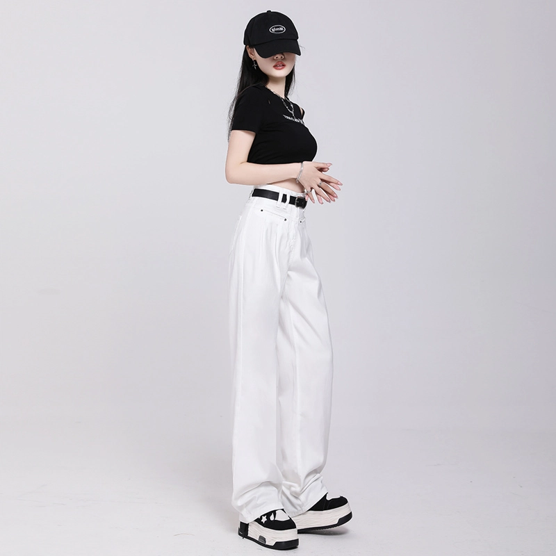 欧迪芬 美式纯色高街显瘦牛仔裤 女款 白色