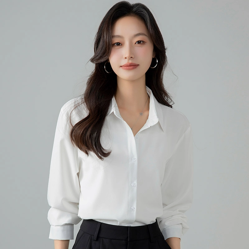 欧迪芬 纯欲春秋韩版宽松抗皱春夏长袖衬衫 女款