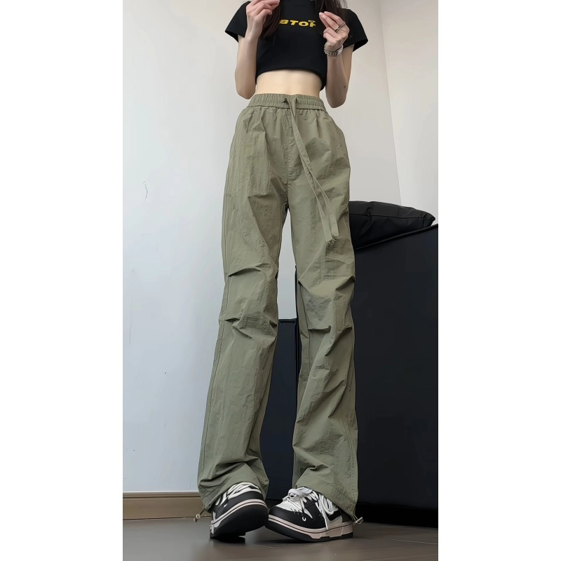 欧迪芬 褶皱伞兵工装裤薄款美式速干裤直筒休闲裤 女款