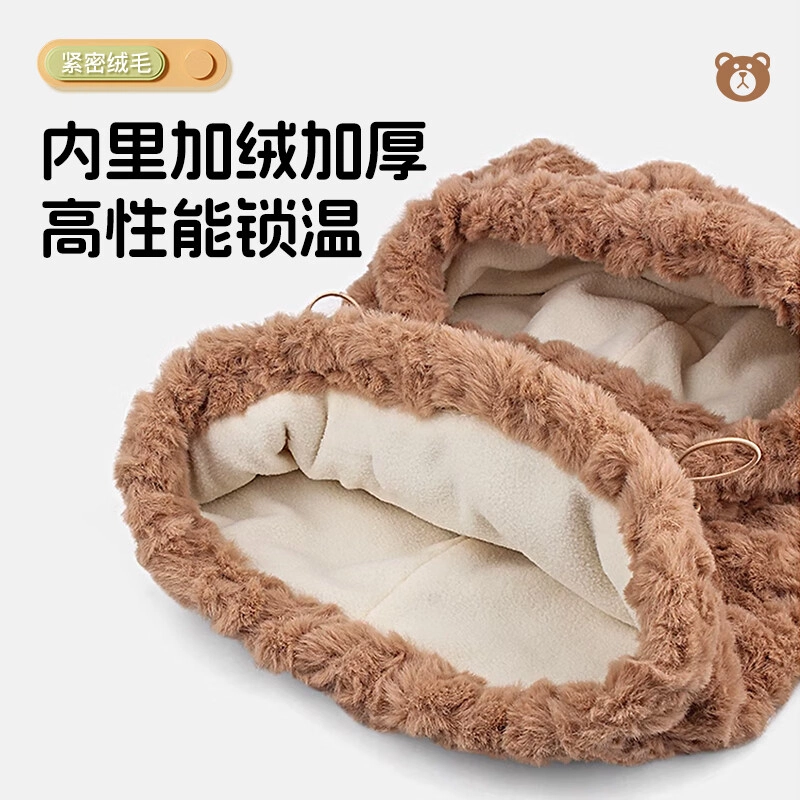 特步 可爱风卡通小熊耳朵 加绒加厚保暖 套装二合一  毛茸茸骑车防寒 聚酯纤维 其他帽子 男女同款情侣款