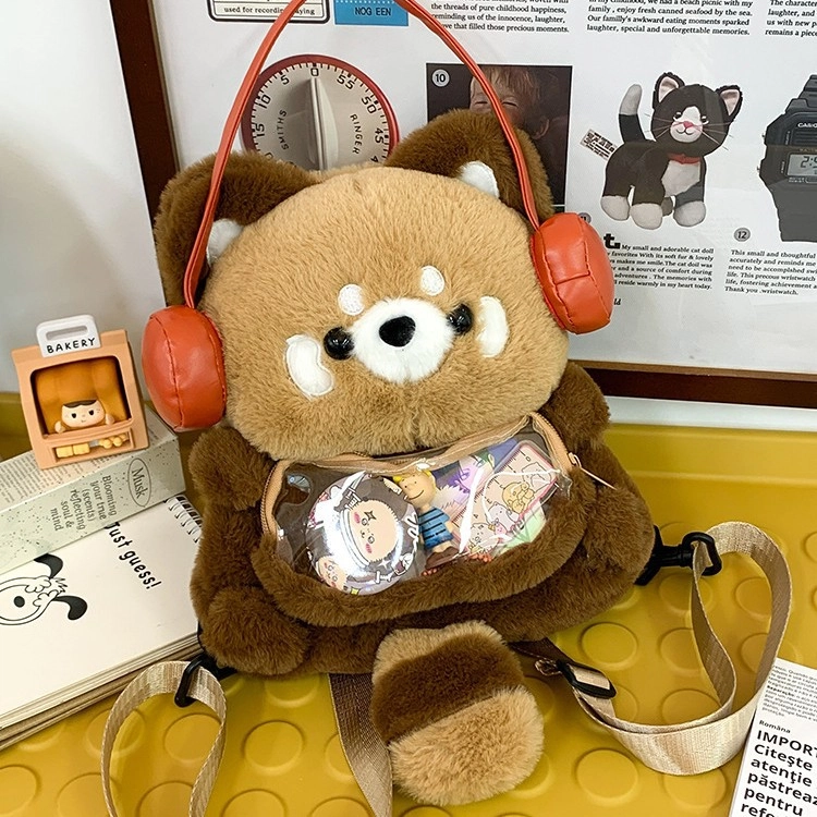 礼莎 日系二次元可爱卡通耳机小浣熊 洋气少女通勤 玩偶周边