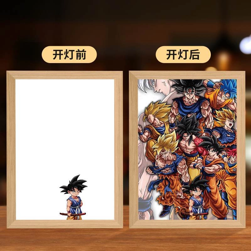 礼莎 七龙珠 卡卡罗特灯光画 创意装饰卧室床头摆件发光小夜灯 动漫周边