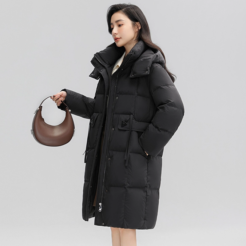 鸭鸭 中长款连帽时尚休闲保暖外套羽绒服 女款