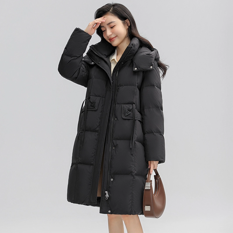 鸭鸭 中长款连帽时尚休闲保暖外套羽绒服 女款