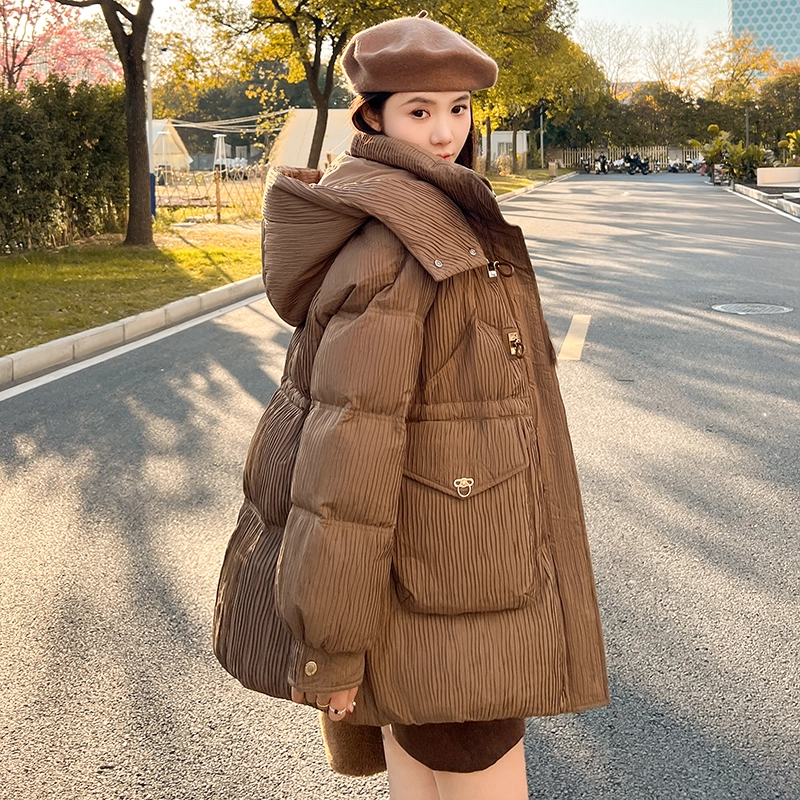 鸭鸭 纯色连帽简约舒适羽绒服 女款