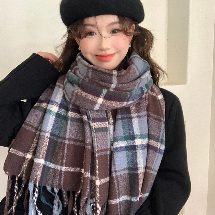 浪莎 韩系氛围感 仿羊绒流苏披肩秋冬保暖 礼盒装 绒线围巾 男女同款情侣款