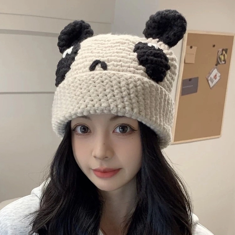 浪莎 手工卡通针织绒线帽子女生秋冬保暖可爱百搭情侣毛线帽户外防晒冷帽 男女同款 涤纶 绒线帽 女款