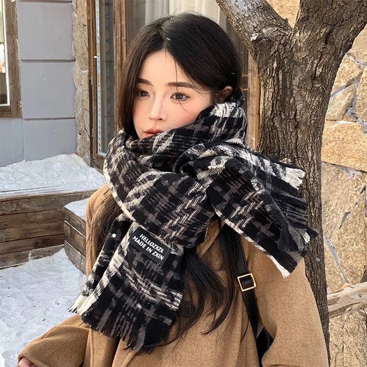 浪莎 日落晚风 复古格子围巾秋冬季复古加厚保暖氛围感格纹针织围脖披肩 男女同款情侣款 礼盒装 绒线围巾 男女同款情侣款