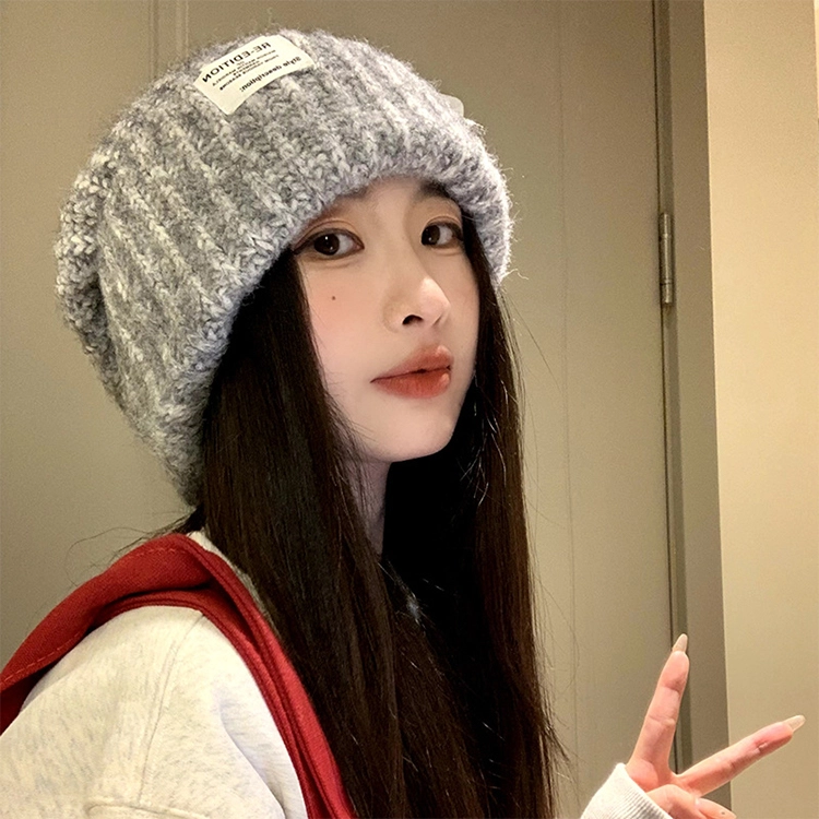 浪莎 新款冬季大头围保暖毛线帽男女情侣款显脸小宽松护耳包头针织绒线帽 涤纶 绒线帽 男女同款情侣款