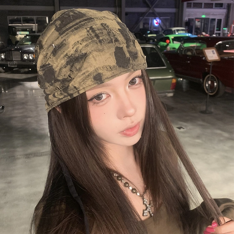 浪莎 日式废土风时髦堆堆帽薄款显脸小包头帽百搭格纹冷帽 棉 绒线帽 男女同款情侣款