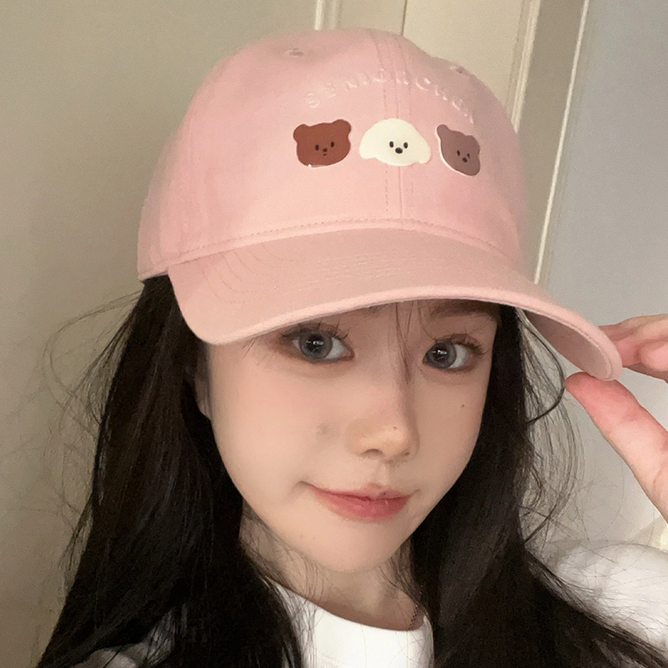 浪莎 日系可爱卡通小熊 轻薄透气户外出行防晒遮阳 时尚百搭大头围显脸小 棉 鸭舌帽 男女同款情侣款