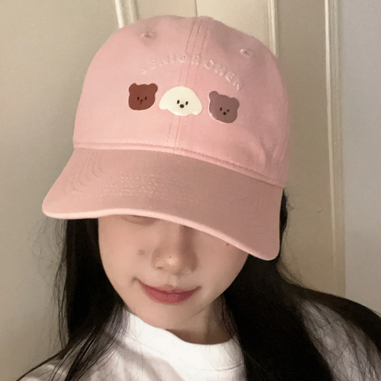浪莎 日系可爱卡通小熊 轻薄透气户外出行防晒遮阳 时尚百搭大头围显脸小 棉 鸭舌帽 男女同款情侣款