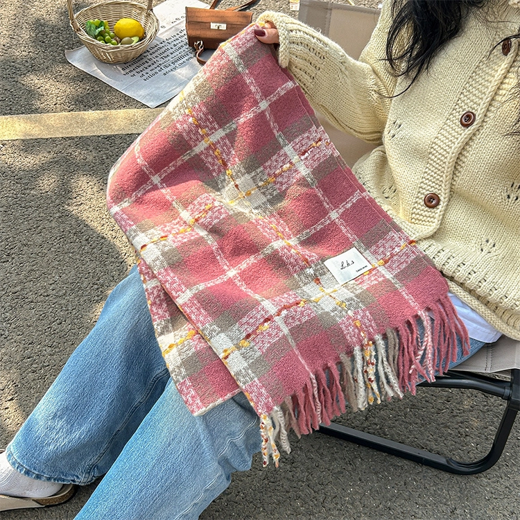 【高级感配色】 浪莎 韩系氛围感绒线围巾冬季配大衣暖冬焦糖拿铁高级感保暖百搭加厚披肩围脖 绒线围巾 男女同款情侣款