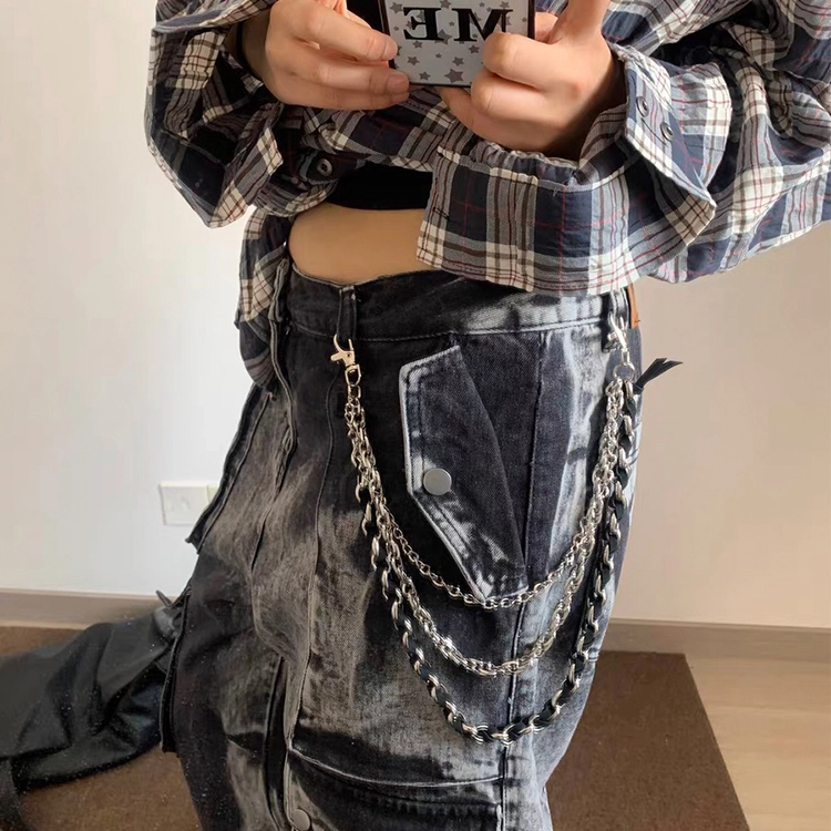 【不潮不出街】 浪莎 个性朋克风嘻哈牛仔休闲潮流百搭编织多层 合金 裤链 男女同款情侣款