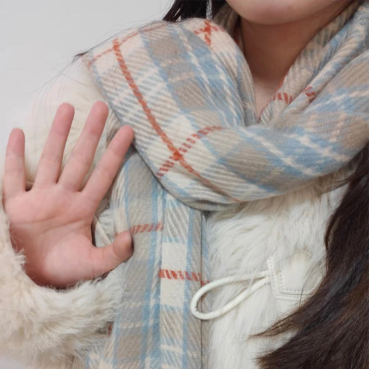 浪莎 氛围感仿羊绒格子绒线围巾情侣款秋冬季高级感百搭披肩保暖围脖 男女同款 礼盒装 涤纶 男女同款情侣款