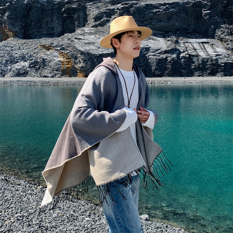 浪莎 渐变外搭大披肩冬季加厚一体厚围巾新疆旅游穿搭氛围感连帽斗篷披风 男女同款情侣款 礼盒装 披肩 男女同款情侣款