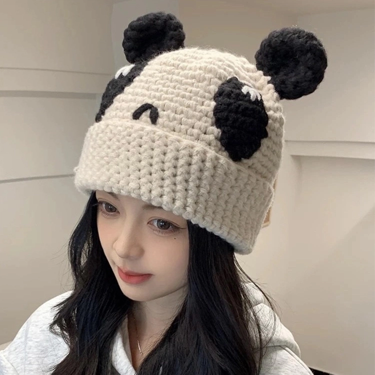 浪莎 手工卡通针织绒线帽子女生秋冬保暖可爱百搭情侣毛线帽户外防晒冷帽 男女同款 涤纶 绒线帽 女款