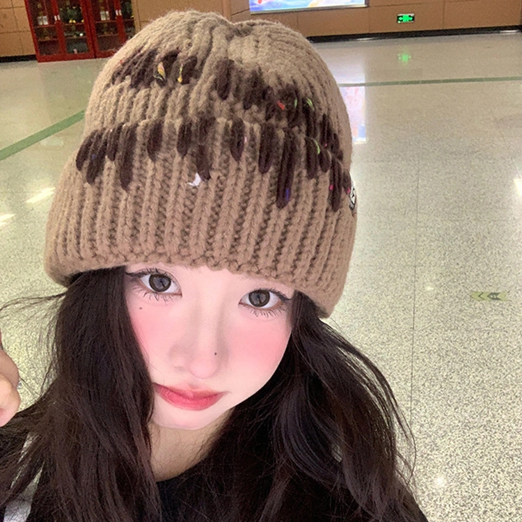 浪莎 酷里拽气手工缝线针织帽子男女情侣款秋冬季加厚保暖护耳套头毛线帽 涤纶 绒线帽 男女同款情侣款