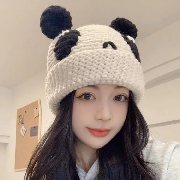 浪莎 手工卡通针织绒线帽子女生秋冬保暖可爱百搭情侣毛线帽户外防晒冷帽 男女同款 涤纶 绒线帽 女款
