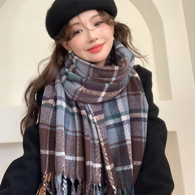 浪莎 韩系氛围感 仿羊绒流苏披肩秋冬保暖 礼盒装 绒线围巾 男女同款情侣款