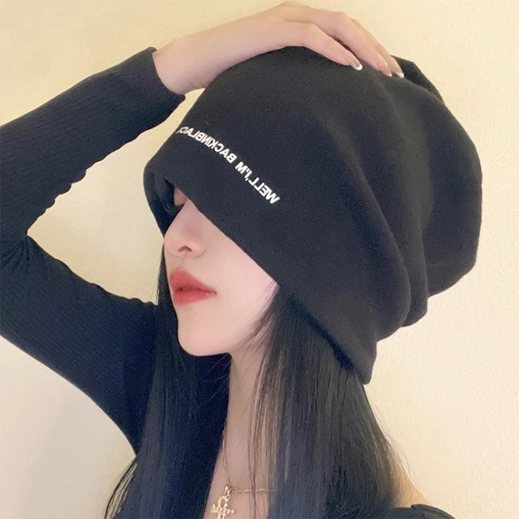 浪莎 韩式冷帽简约纯色字母印花户外街拍时尚潮流堆堆帽 棉  绒线帽 男女同款情侣款